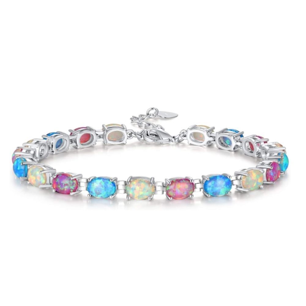 18k Multicolor Fire Opal Tennis Bracelet